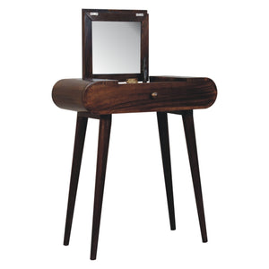 Mini California Walnut Dressing Table with Foldable Mirror