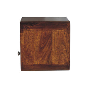 Extra Mini Wall Mounted Curved Chestnut Bedside with Open Slot