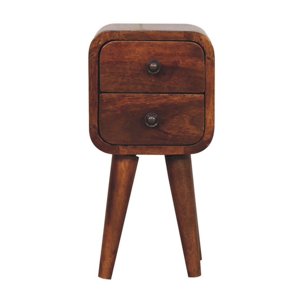 Extra Mini Curved Chestnut Bedside