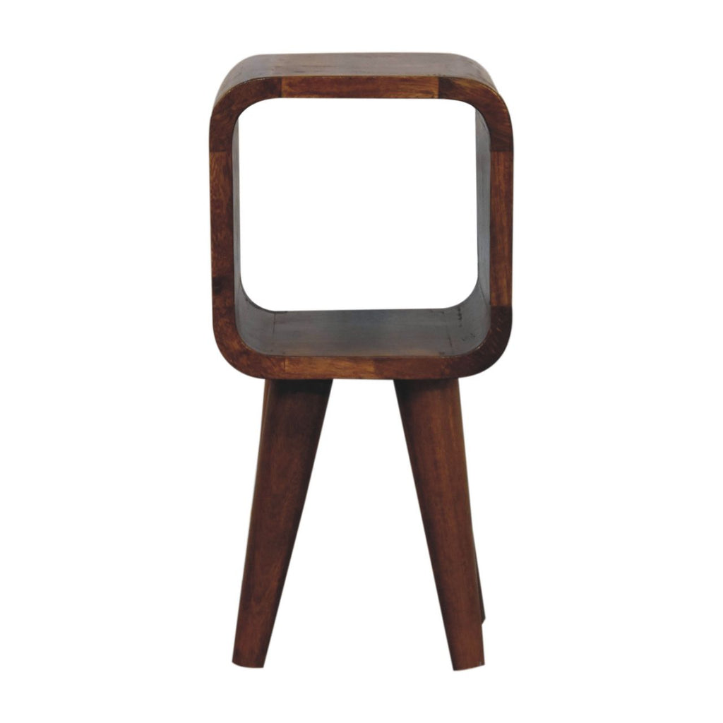 Extra Mini Minimalist Open Curved Chestnut Bedside