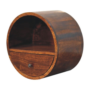 Floating Circle Chestnut Bedside