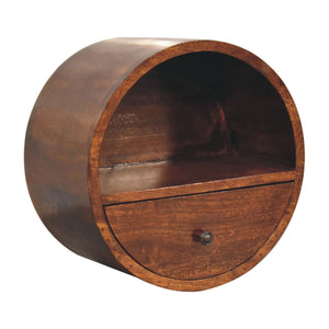 Floating Circle Chestnut Bedside