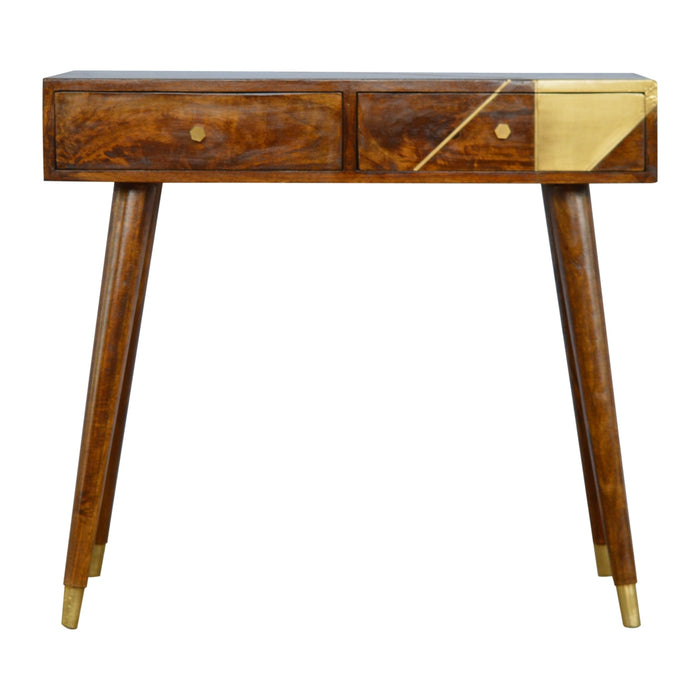 Gold Geometric Chestnut Console Table