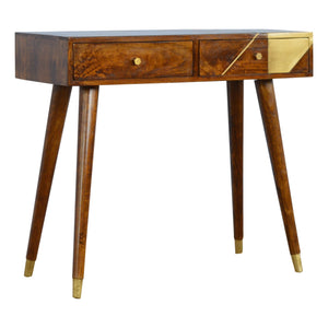 Gold Geometric Chestnut Console Table