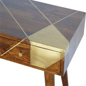 Gold Geo Chestnut Console Table