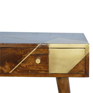 Gold Geometric Chestnut Console Table