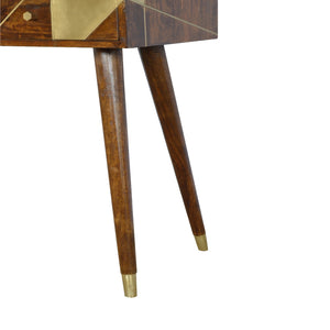 Gold Geometric Chestnut Console Table