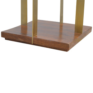 Open Chestnut End Table with 4 Gold Panels