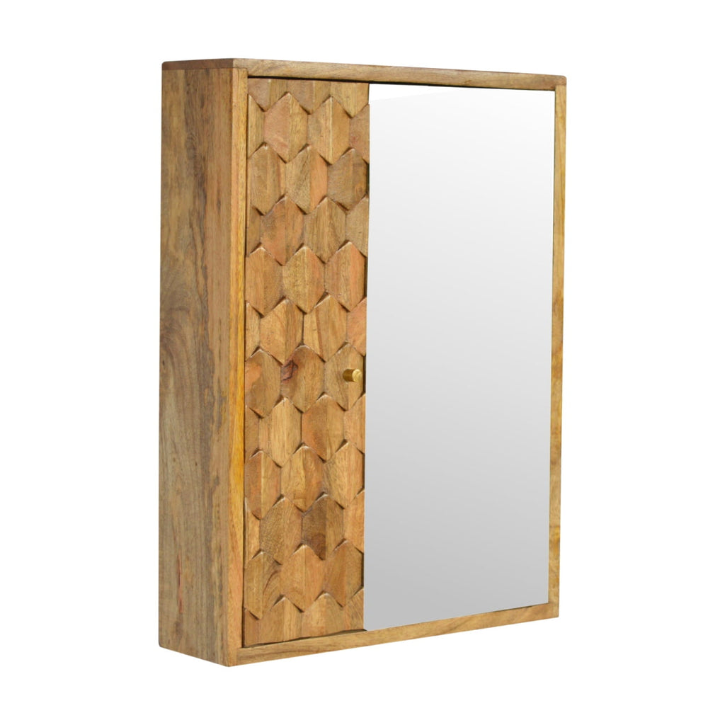 Pineapple Carved Sliding Wall Mirror Cabinet