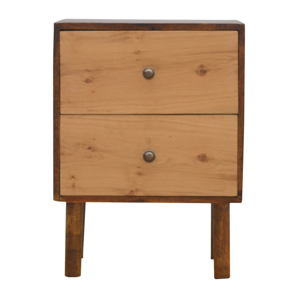 2 Drawer Bedside Cabinet with Oak Wood Drawer Fronts - ON BACK ORDER !