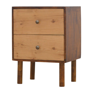 Oak Front 2 Drawer Bedside