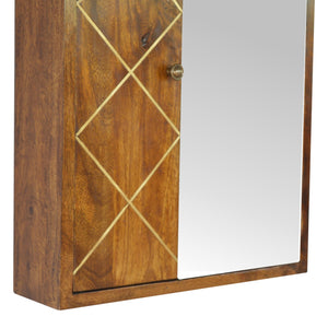 Sliding Brass Inlay Wall Mirror Cabinet