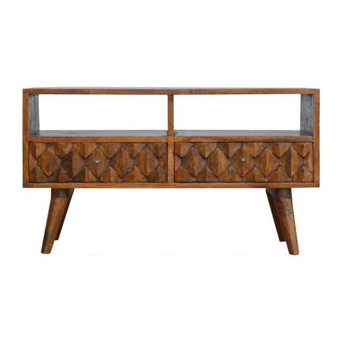 Chestnut Pineapple Carved Media Unit