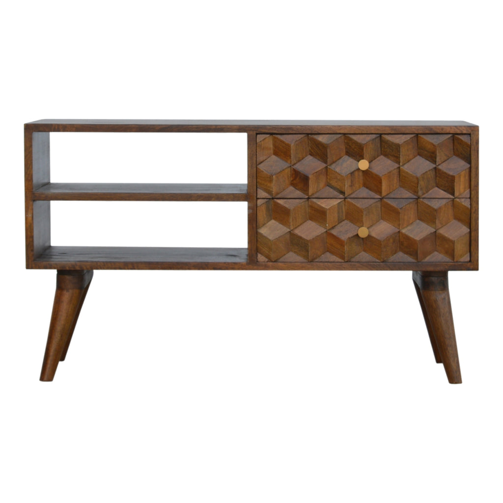 Chestnut Cube Carved Media Unit