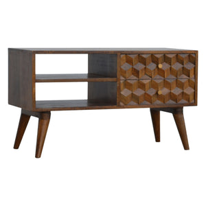 Chestnut Cube Carved Media Unit