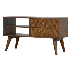 Chestnut Cube Carved Media Unit