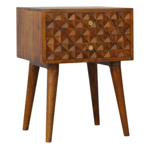 Diamond Carved Chestnut Bedside