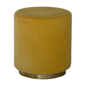 IN818 - Mustard Velvet Footstool with Gold Base