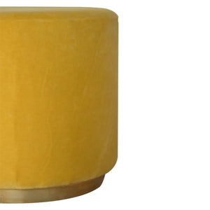 Mustard Velvet Footstool with Gold Base