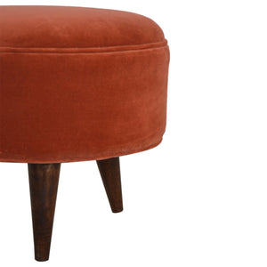 Brick Red Velvet Nordic Style Footstool