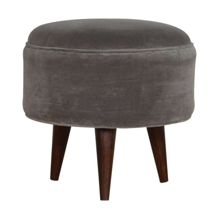 Grey Velvet Nordic Style Footstool