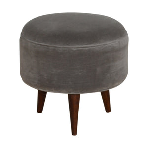 Grey Velvet Nordic Style Footstool