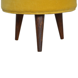 Mustard Velvet Nordic Style Footstool