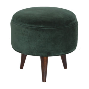 Emerald Green Velvet Nordic Style Footstool