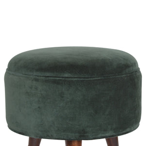 Emerald Green Velvet Nordic Style Footstool