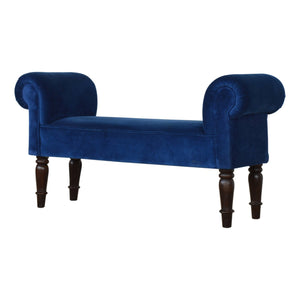 Royal Blue Velvet Bench with Turned Feet