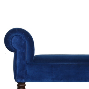 Royal Blue Velvet Bench with Turned Feet