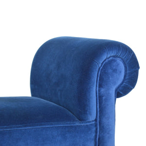 Royal Blue Velvet Bench with Turned Feet