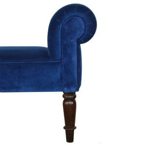 Royal Blue Velvet Bench with Turned Feet