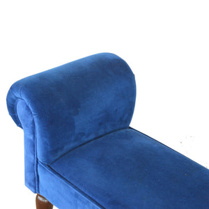 Royal Blue Velvet Bench with Turned Feet