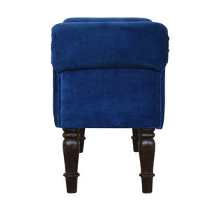 Royal Blue Velvet Bench with Turned Feet