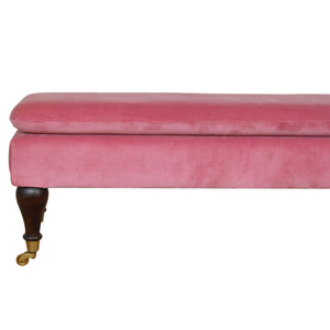 Pink Velvet Castor Bench