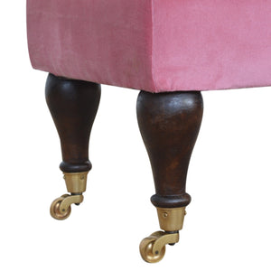 Pink Velvet Bench with Castor Legs