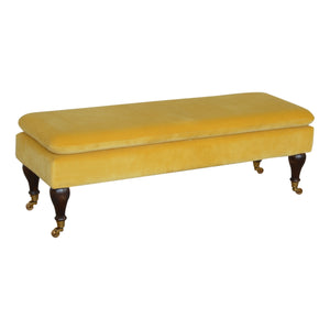 Mustard Velvet Castor Bench