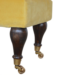 Mustard Velvet Bench with Castor Legs