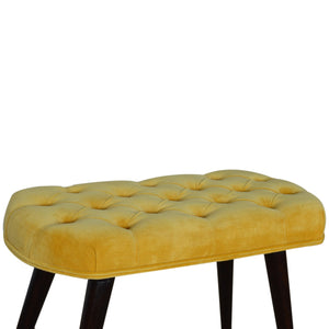 Mustard Cotton Velvet Deep Button Bench