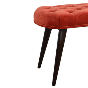 Brick Red Cotton Velvet Deep Bench