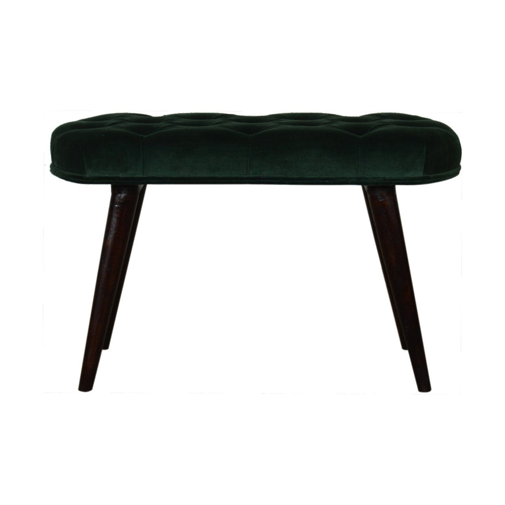 Emerald Velvet Deep Button Bench