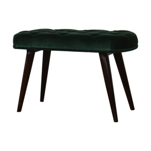 Emerald Velvet Deep Button Bench