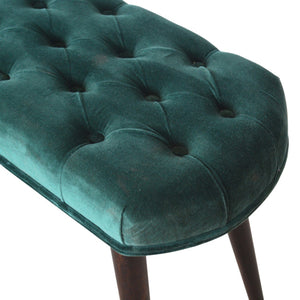 Emerald Velvet Deep Button Bench