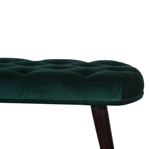 Emerald Velvet Deep Button Bench