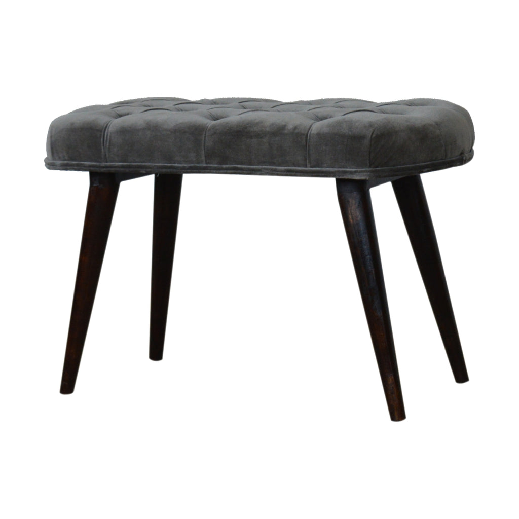 Grey Velvet Gold Base Footstool