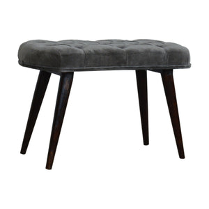 Grey Cotton Velvet Deep Button Bench