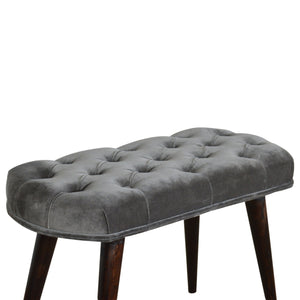 Grey Cotton Velvet Deep Button Bench