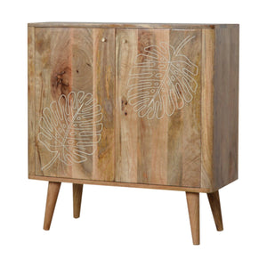 Leaf Embossed Resin Solid Wood Cabinet