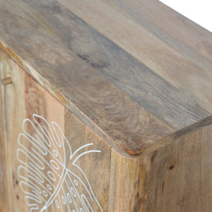 Leaf Embossed Resin Solid Wood Cabinet